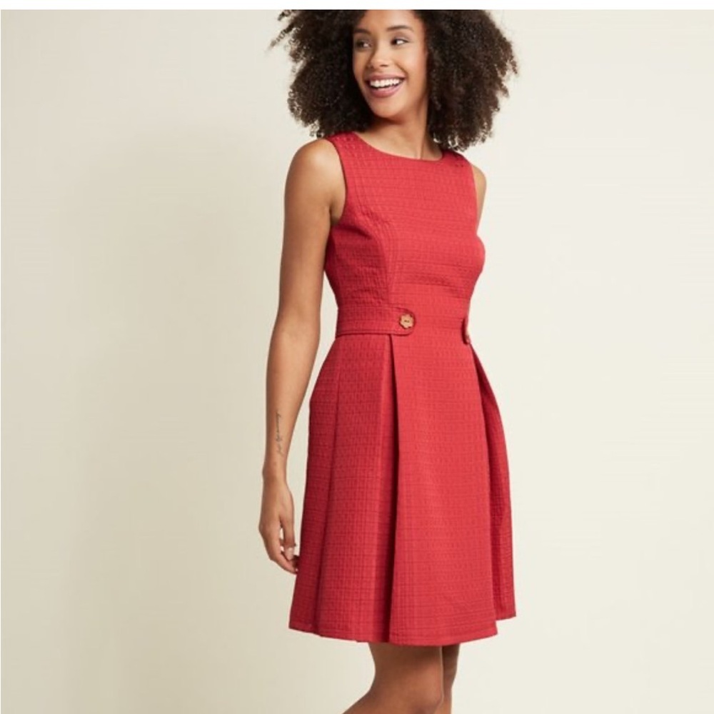 Modcloth So Sixties Mod Textured Dress in Scarlet